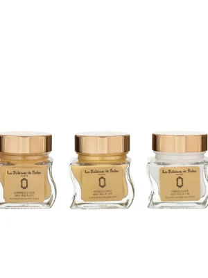 LA SULTANE DE SABA GOLD AND CHAMPAGNE FACIAL CARE KIT – AUKSAS, ŠAMPANAS – 23 KARATŲ AUKSO VEIDO PRIEŽIŪROS RINKINYS – VEIDO KREMAS, ŠVEITIKLIS, KAUKĖ