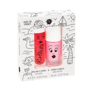 Nailmatic KIDS HOLIDAYS Rollette Nail Polish Duo Set Nagų lako ir lūpų blizgio rinkinys, 1vnt