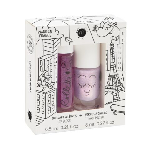 Nailmatic KIDS LOVELY CITY Rollette Nail Polish Duo Set Nagų lako ir lūpų blizgio rinkinys, 1vnt