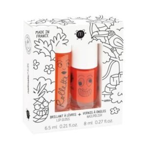 Nailmatic KIDS TROPICAL Rollette Nail Polish Duo Set Nagų lako ir lūpų blizgio rinkinys, 1vnt
